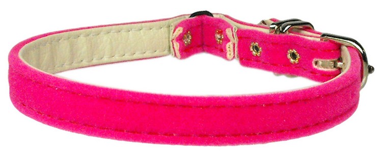 Velvet 3/8" Plain Cat Collar w/ Band Pink 10